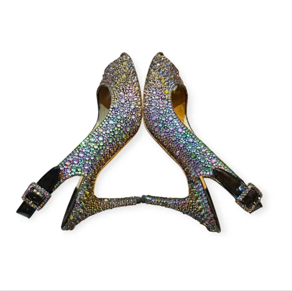 Manolo Blahnik Custom Rainbow Crystal Heels Size 37 - Picture 7 of 15